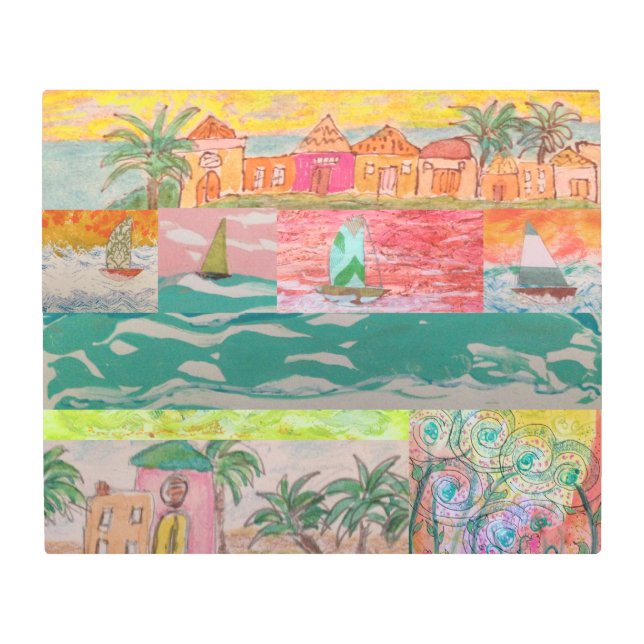 帆船抽象芸術メタルウォールアート メタルプリント (正面)