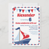 帆船招待状キッズセイルボートバースデーパーティー 招待状 (正面)