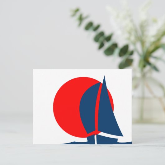 帆船日本の日本旗航海の ポストカード (スタンド正面)