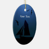 帆船海ブルー航海のオーバルオーナメント セラミックオーナメント (右)