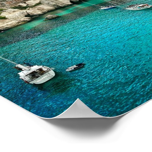 帆船熱帯島海岸 ポスター (角)