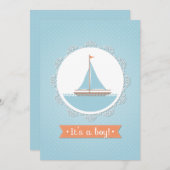 帆船男の赤ちゃんシャワー招待状 招待状 (正面/裏面)