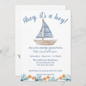 帆船男の赤ちゃんシャワー招待状 招待状 (正面/裏面)