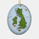 帆船統一されたのあるロマンチックな王国の地図 セラミックオーナメント (右)