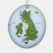 帆船統一されたのあるロマンチックな王国の地図 セラミックオーナメント (左)