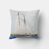 帆船絵画の水色 クッション (裏面)