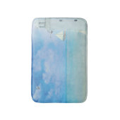 帆船絵画付き水彩白色の灯台 バスマット (正面縦)