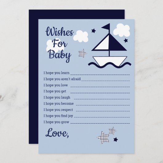 帆船航海のがベビーカードを希望 招待状 (正面/裏面)