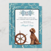 帆船航海のとゴールデンドルボーイベビーシャワー 招待状 (正面/裏面)