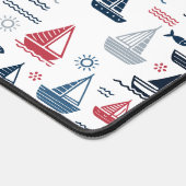 帆船航海のと魚の模様 デスクマット (コーナー)