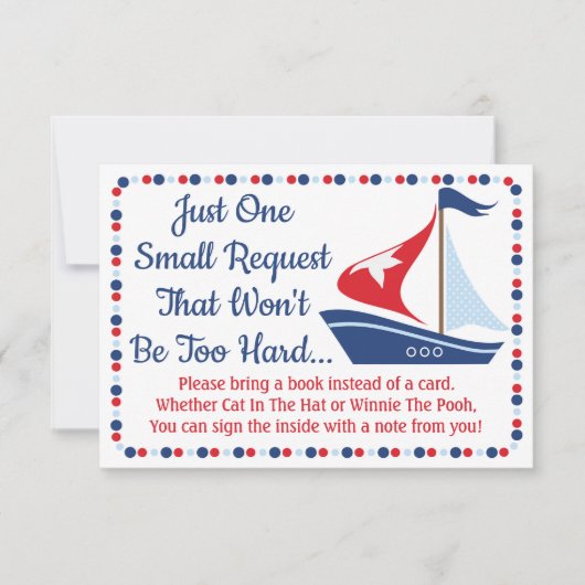 帆船航海のの赤ちゃんシャワーがブックカードを持ってくる 招待状 (正面)