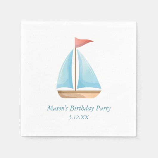 帆船航海のをテーマにした誕生日 スタンダードカクテルナプキン (正面)