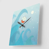 帆船航海のアート スクエア壁時計 (傾斜)