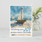 帆船航海のクリスマスカード シーズンカード (スタンド正面)