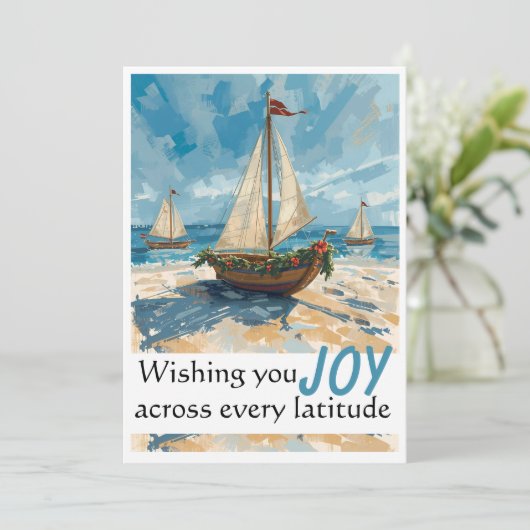 帆船航海のクリスマスカード シーズンカード (スタンド正面)
