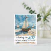 帆船航海のクリスマスポストカード シーズンポストカード (スタンド正面)