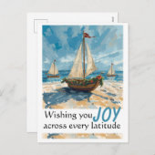 帆船航海のクリスマスポストカード シーズンポストカード (正面/裏面)