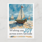 帆船航海のクリスマスポストカード シーズンポストカード (正面)