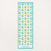 帆船航海のティール（緑がかった色）イエローゼンヨガナマステ ヨガマット (正面)