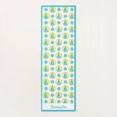 帆船航海のティール（緑がかった色）イエローゼンヨガナマステ ヨガマット (裏面)