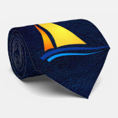 帆船航海のネクタイ付きネイビーレザーパターン ネクタイ (ロール)