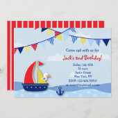 帆船航海のバースデーパーティ招待状 招待状 (正面/裏面)