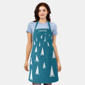 帆船航海のパーソナライズされた エプロン (着用した状態)