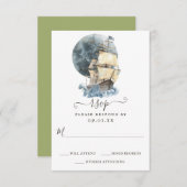 帆船航海のビーチ先結婚式 出欠カード (正面/裏面)