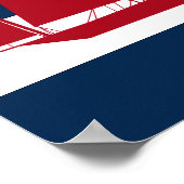 帆船航海のプリント赤、海軍と白 ポスター (角)