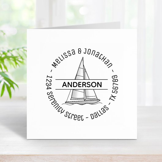 帆船航海のヨットラウンドアドレス2 ラバースタンプ