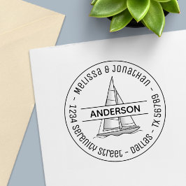 帆船航海のヨットラウンドファミリーアドレス セルフインキングスタンプ