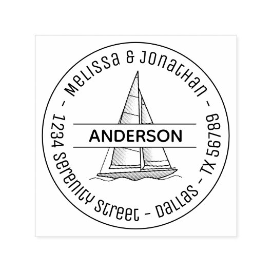 帆船航海のヨットラウンドファミリーアドレス セルフインキングスタンプ (デザイン)