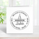 帆船航海のヨットラウンドファミリーアドレス ラバースタンプ