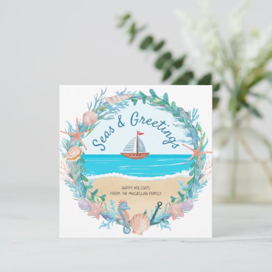 帆船航海のリース沿岸クリスマス シーズンカード (スタンド正面)