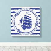 帆船航海の付きエンブレム キャンバスプリント (インサイチュ (ウッドフロア))