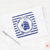 帆船航海の付きエンブレム スクエアシール (封筒)