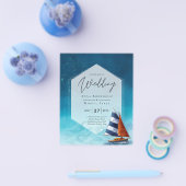 帆船航海の付結婚式招待状 チラシ (シングル)