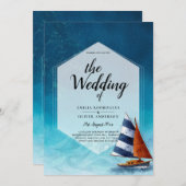帆船航海の付結婚式招待状 招待状 (正面/裏面)