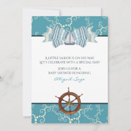 帆船航海の及び舟輪のベビーシャワー 招待状