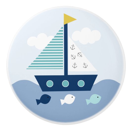 帆船航海の子供部屋引き出しプルノブ セラミックノブ (正面)