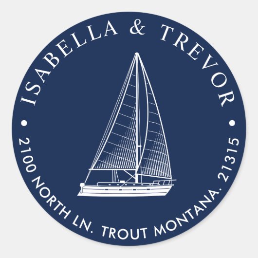 帆船航海の差出人住所 ラウンドシール (正面)