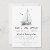 帆船航海の帆船セールオンオーバー誕生日招待状 招待状 (正面)