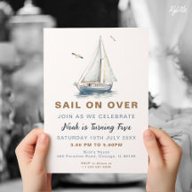 帆船航海の帆船セールオンオーバー誕生日招待状
