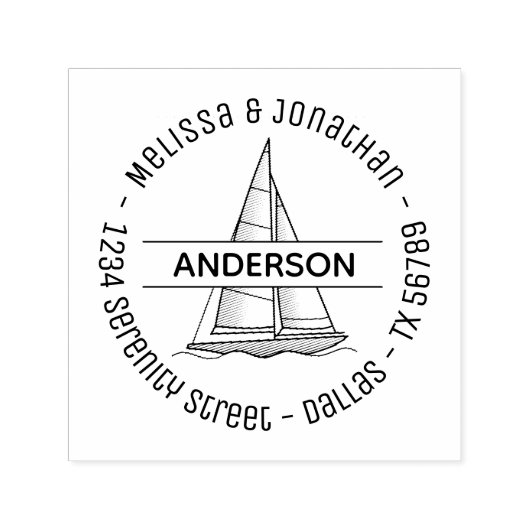 帆船航海の帆船ヨットラウンド2 セルフインキングスタンプ (デザイン)