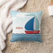 帆船航海の帆走少年 クッション (ブランケット)