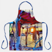 帆船航海の救命ブイのエプロンを通る夕日 エプロン (正面)