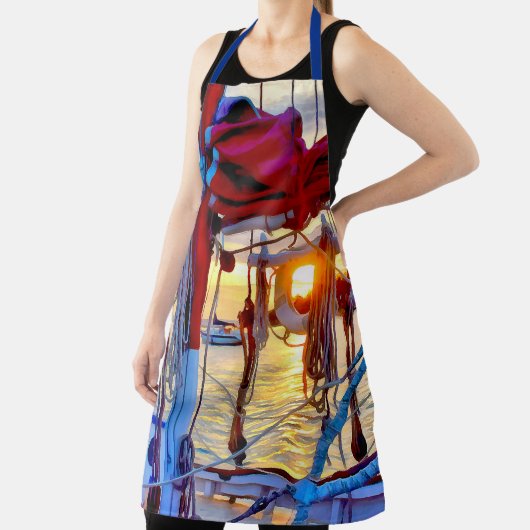 帆船航海の救命ブイのエプロンを通る夕日 エプロン (インサイチュ)