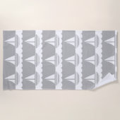 帆船航海の模様グレー ビーチタオル (正面)