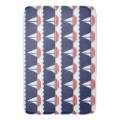 帆船航海の模様ネイビーブルーとレッド バスマット (正面縦)