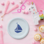 帆船航海の海ブルーストライプ紙プレート ペーパープレート (パーティー)